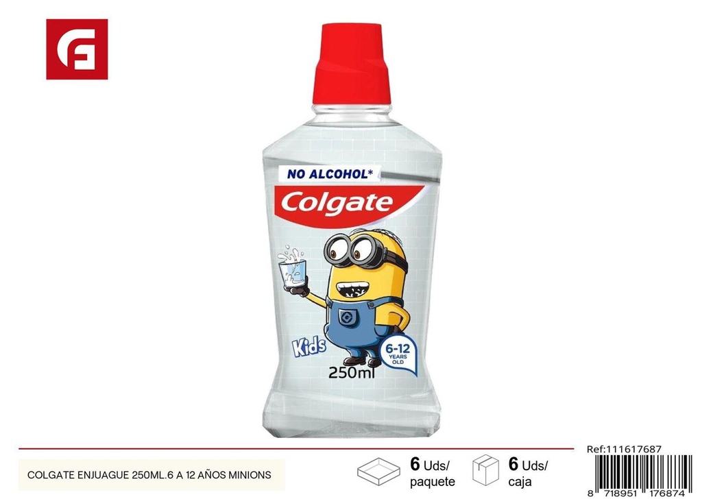 Enjuague bucal Colgate 250ml 6 a 12 años - Cuidado personal