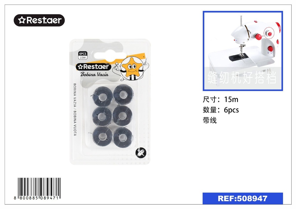 Bobinas 6 pcs x 15 m - Hilo para bricolaje