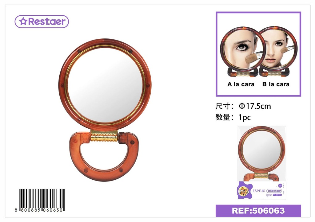 Espejo redondo de plástico 8 pulgadas - Accesorios de belleza
