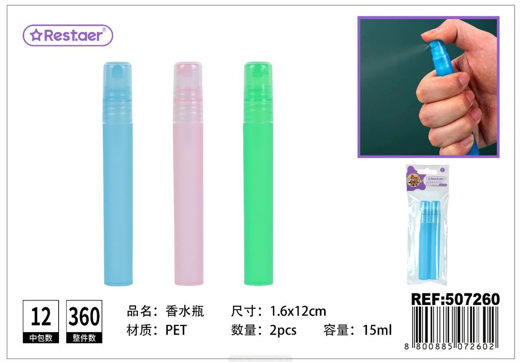 Botella para perfume 15ml*2pcs para viaje y uso personal