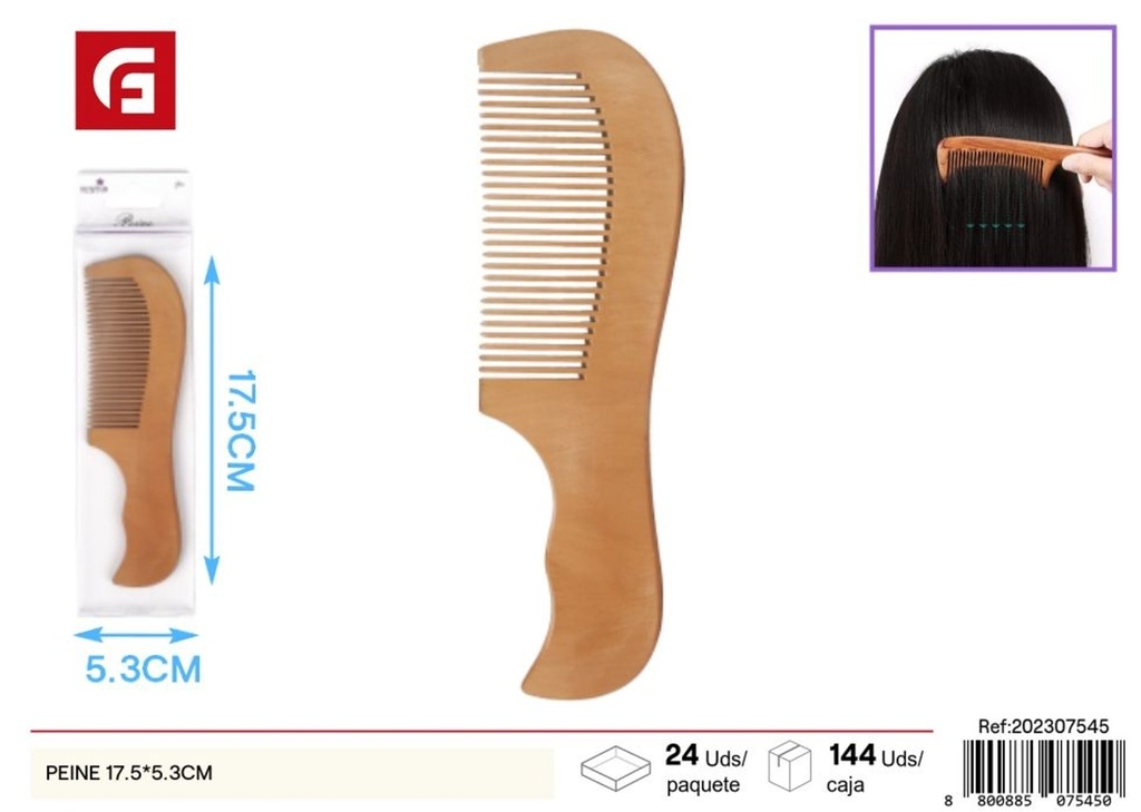 Peine de madera 17.5*5.3cm - Accesorios de belleza