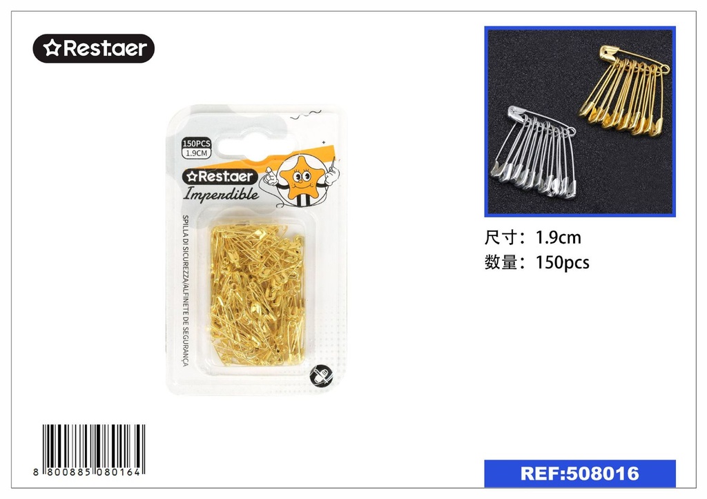 Imperdible dorado 1.9 cm 150 pcs - Accesorios de costura