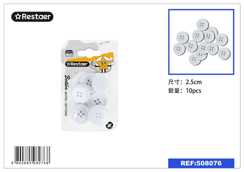 Botones de 2.5 cm 10 PCS blancos - Mercería y accesorios de costura