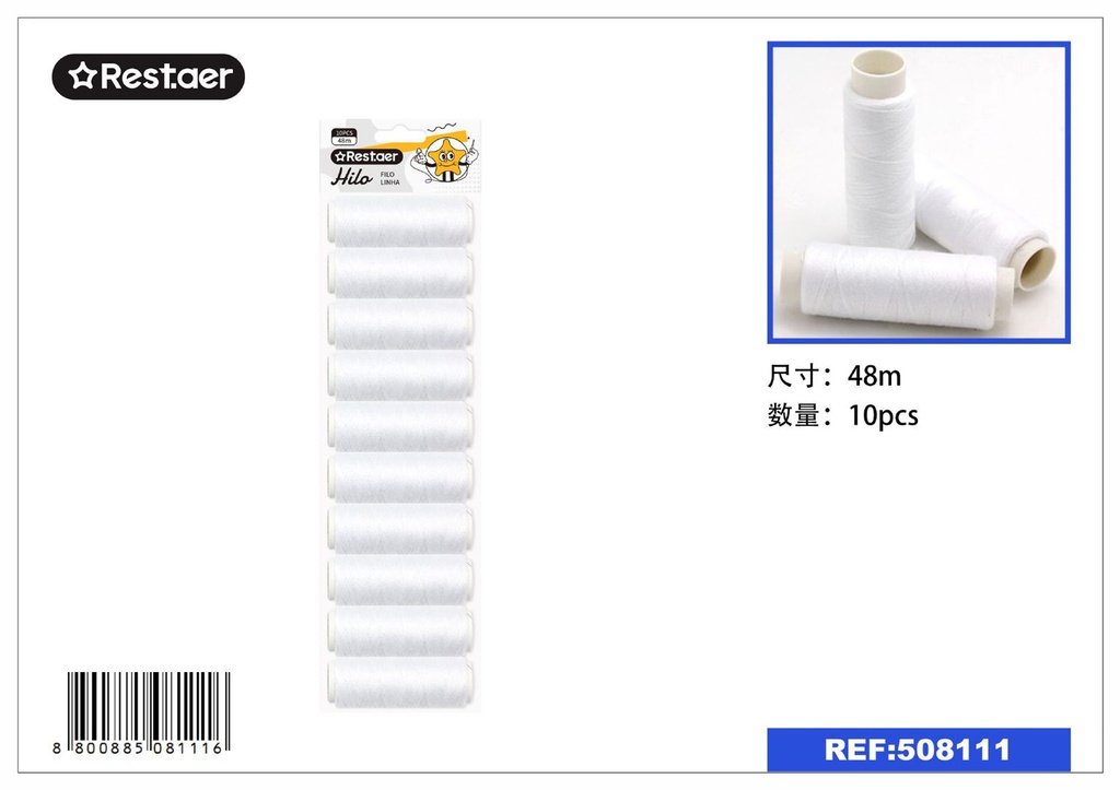 Hilo 54G blanco 10 pcs - Accesorios de costura