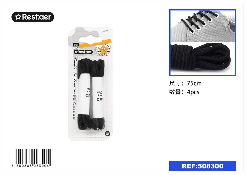 Cordones de zapatos negros 90cm - Accesorios para calzado