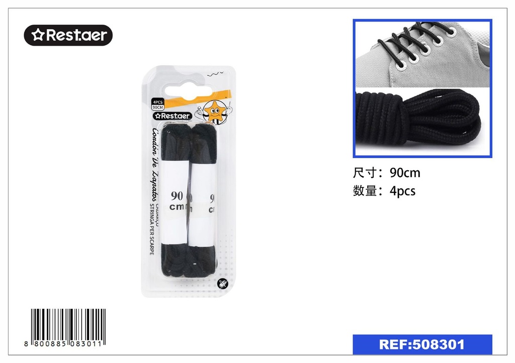 Cordones de zapatos negros 150cm - Accesorios para calzado