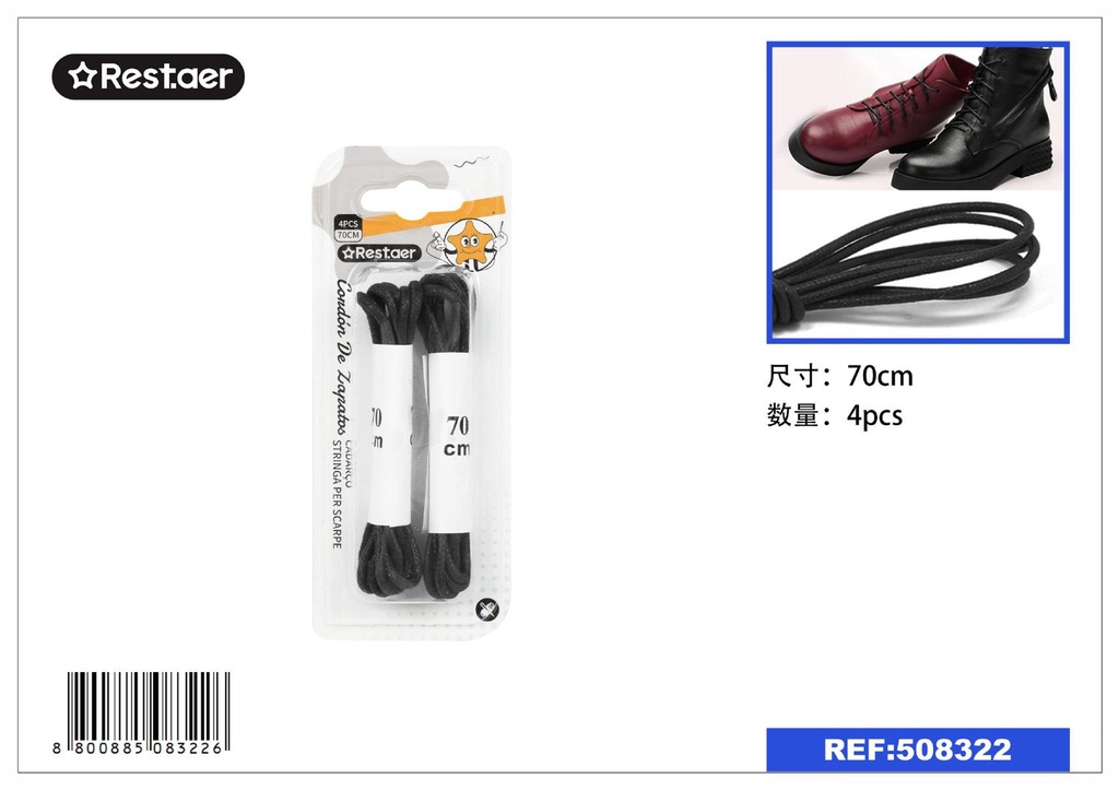 Cordones de cuero (negro) 70 cm - Cuerdas para zapatos