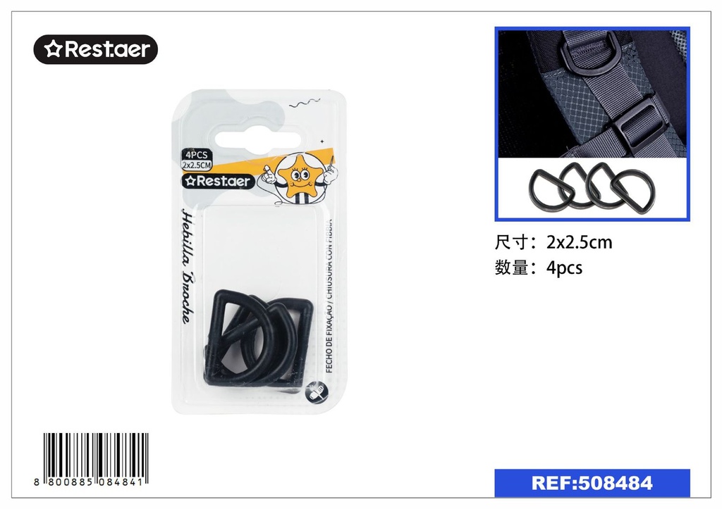 Botones de maleta negros (2x2.5 cm) (4 piezas) - Accesorios de mercería