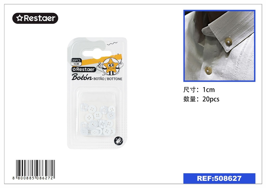 Botones 20 pcs 1 cm blanco - Accesorios de costura