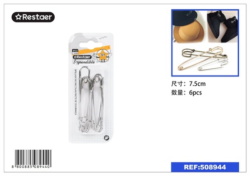 [508944] Imperdible 6pcs 7.5cm - Ganchos de seguridad
