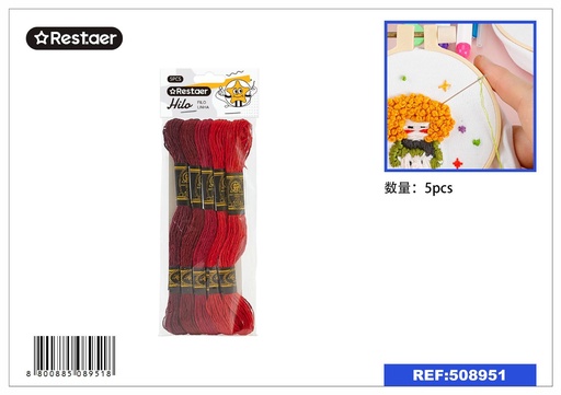 [508951] Hilo de bordado 5pcs colores surtidos para costura y manualidades