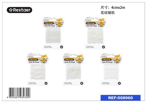 [508960] Cinta de encaje 4CM*2M blanco - Accesorios de costura