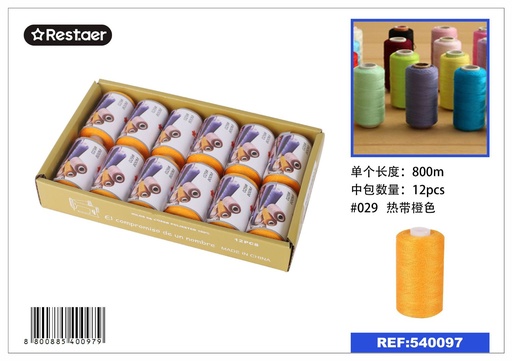 [540097] Hilo de 800 metros color naranja tropical - Material de costura