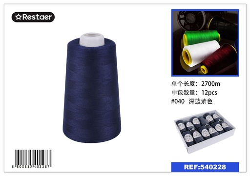 [540228] Hilo de costura 2700m color azul oscuro para costura y manualidades