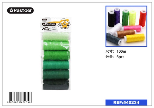 [540234] HILO (gradiente verde) 6PCS 100M - Accesorios de costura