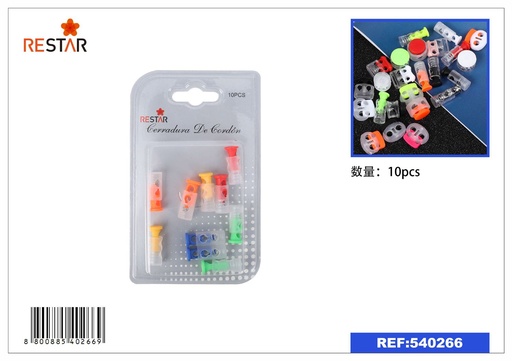 [540266] Cerradura de cordón de colores 10 pcs - Botones y cremalleras