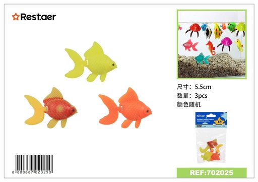 [702025] Adorno de acuario pez dorado 5.5 cm 3 piezas - Decoración acuática y adornos