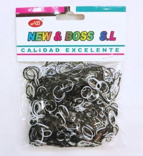 [2932-6] Gomas de pelo NGR/BLANC (24/U) NB - Accesorios para el cabello