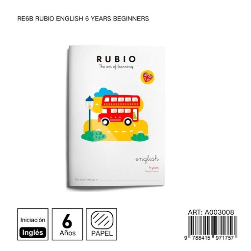 [A003008] Cuaderno de ejercicios en inglés +6 años principiantes Rubio - Material educativo
