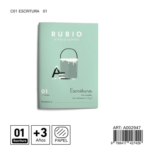 [A002947] Cuaderno de preescritura 01 para práctica de escritura