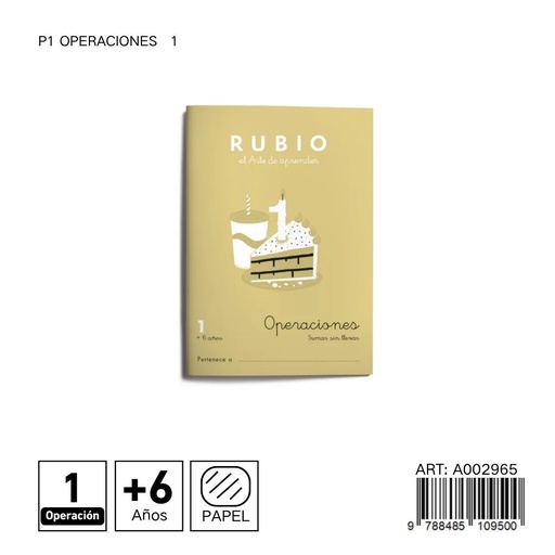 [A002965] Cuaderno de operaciones matemáticas 1 Rubio