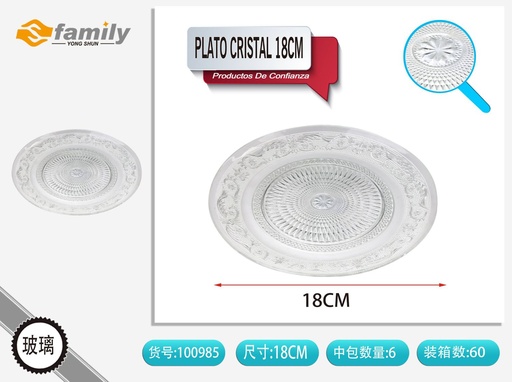 [317100985] Plato de cristal con borde 18 cm - Vajilla y presentación