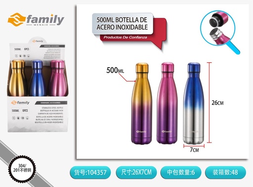 [317104357] Botella de acero inoxidable (gradiente transparente) 500ml - Utensilios de bebida