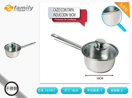 [141951] Cazo con tapa de inducción 16 cm - Utensilios de cocina y cacerolas