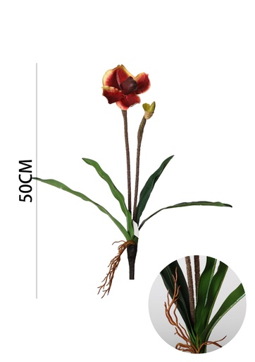 [630881-深橘] Flores artificiales orquídea 50cm - Decoración con flores