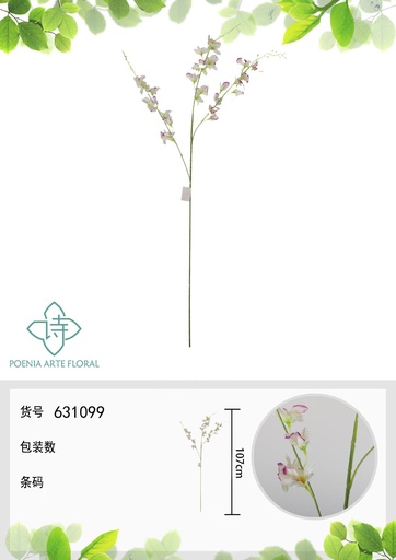 [631099白紫] Ramo de orquídeas artificiales 107cm - Flores decorativas 