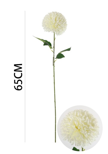 [631112-纯白] Flores artificiales de bola de crisantemo 65 cm - Decoraciones