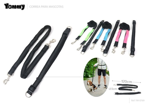 [YM0769] Corrrea para mascotas con amortiguador 2.5*120 cm - Accesorios de mascotas
