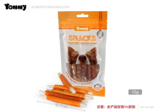 [YM2066] Alimentos para mascotas pollo en rollo 12.7cm, 72g - Snacks para perros