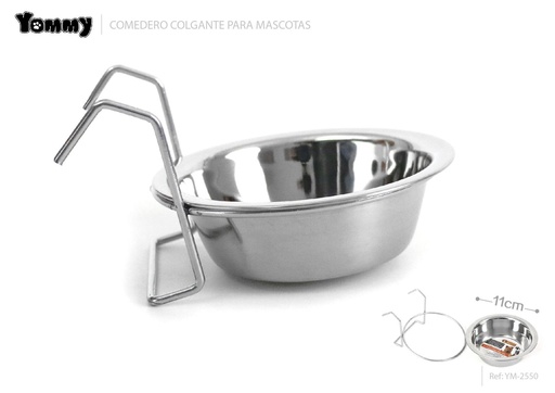 [YM2550] Cuenco colgante de acero inoxidable 11cm para mascotas - Accesorios para mascotas