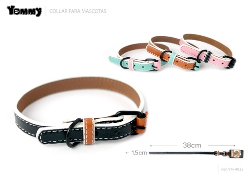 [YM4932] Collar de PU en color liso de 1.5 cm - Collares de PU para mascotas