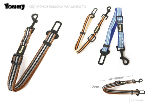 [YM6132] Cinturón de coche perro con huellas de hueso 2.5cm*40-60cm - Accesorios de viaje para mascotas