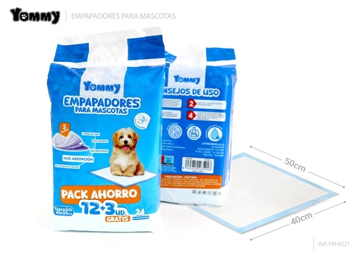 [YM6521] Alfombrillas para mascotas de 40*50 cm 12 pcs + 3 (regalo) - Accesorios para mascotas