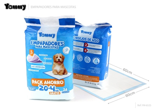 [YM6525] Empapadores para mascotas 60*60 cm 20 PCS + 4 - Productos para mascotas