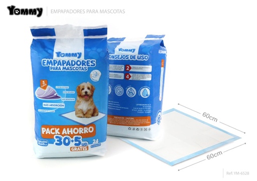[YM6528] Empapadores para mascotas de 60x60 cm 30 PCS + 5 PCS - Accesorios para mascotas