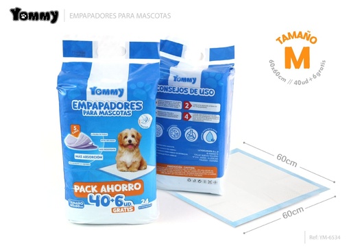 [YM6534] Empapadores para mascotas 60x60 cm 40 pcs + 6 bonus - Higiene y cuidados de mascotas