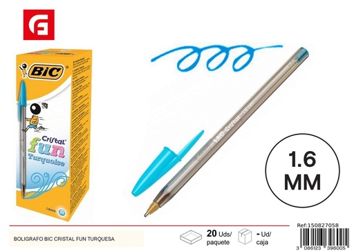 [A000952] Bolígrafo BIC Cristal Fun Turquesa - Material de oficina