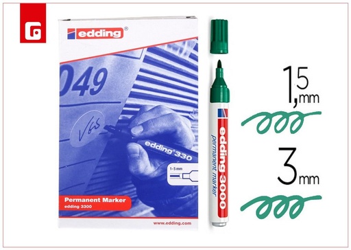 [153800799] Marcador permanente EDDING 3000 N4 verde - Artículos de papelería 