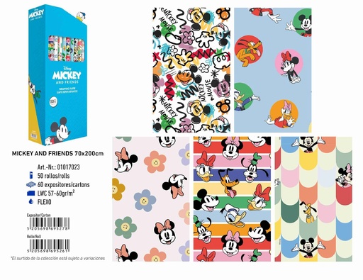 [162869526] Papel de regalo Mickey y amigos - 70*200 cm 