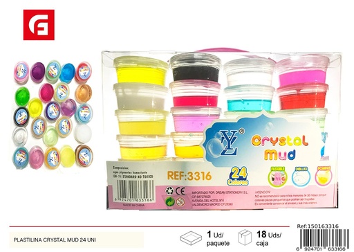 [150163316] Plastilina Crystal Mud 24 unidades - Manualidades y arcillas