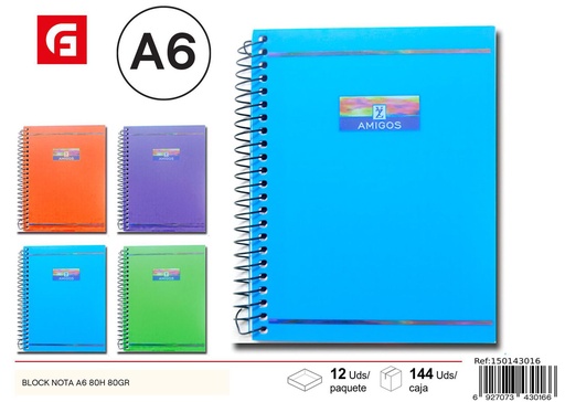 [150143016] Bloque de notas A6 80 hojas 80g - Cuaderno escolar