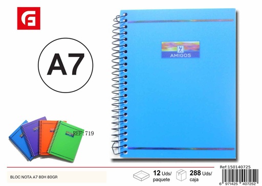 [150140725] BLOC de nota A7 80H 80gr - Papelería y material escolar