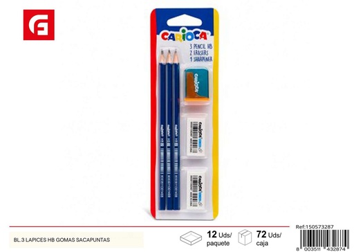 [150573287] Set de lápices, goma y sacapuntas BL.3 - Material escolar