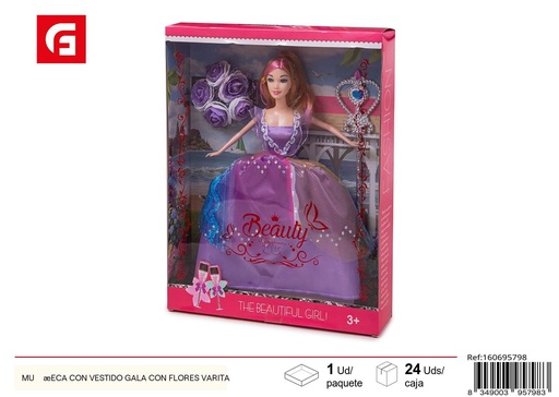 [160695798] Muñeca con vestido de gala con flores y varita - Juguetes de muñecas