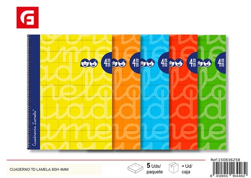 [150836258] Cuaderno Lamela de 80 páginas 4 mm - Material escolar básico
