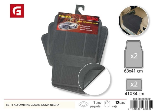 [201003862] Set de 4 alfombras para coche goma negra - Accesorios para coches